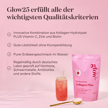 Glow25 Kollagen Plus Typ Strawberry Kollagen-Instantgetränk mit Vitamin C