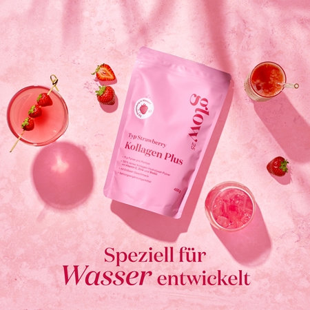 Glow25 Kollagen Plus Typ Strawberry Kollagen-Instantgetränk mit Vitamin C