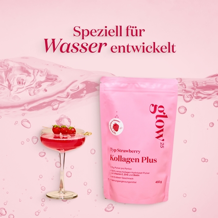 Glow25 Kollagen Plus Typ Strawberry Kollagen-Instantgetränk mit Vitamin C