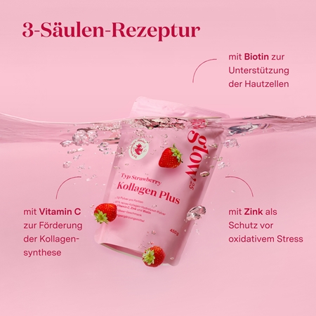 Glow25 Kollagen Plus Typ Strawberry Kollagen-Instantgetränk mit Vitamin C
