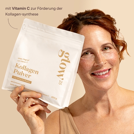 Glow25 Kollagen Pulver mit Vitamin C hydrolysiertes Kollagen mit Vitamin C