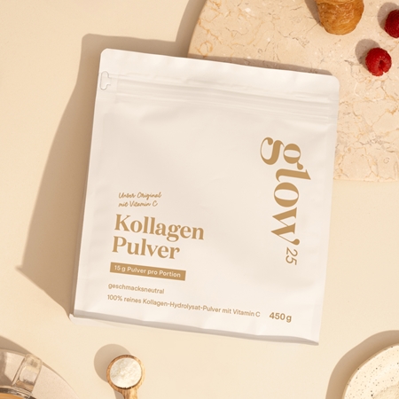 Glow25 Kollagen Pulver mit Vitamin C hydrolysiertes Kollagen mit Vitamin C