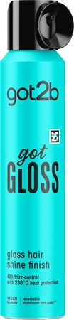 got2b got Gloss Shine Finish spray para dar brilho para finalização térmica de cabelo