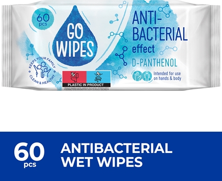 GoWipes Anti-Bacterial Effect D-Panthenol Wet Cleansing Wipes with antibacterial effects