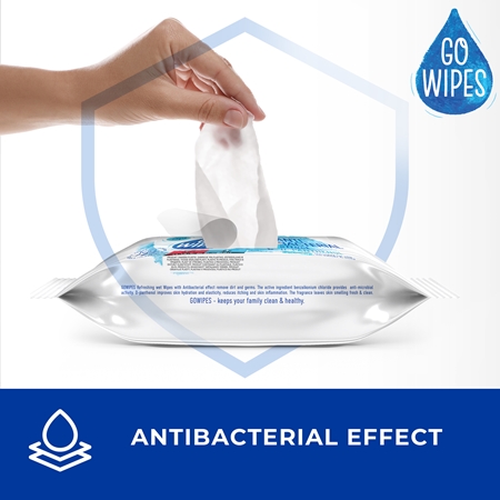 GoWipes Anti-Bacterial Effect D-Panthenol Wet Cleansing Wipes with antibacterial effects