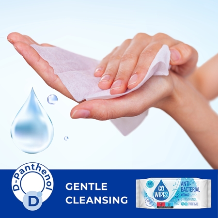 GoWipes Anti-Bacterial Effect D-Panthenol Wet Cleansing Wipes with antibacterial effects