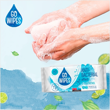 GoWipes Anti-Bacterial Effect D-Panthenol vlhčené čisticí ubrousky na ruce a tělo