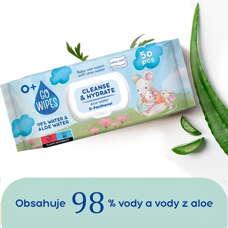 GoWipes Cleanse & Hydrate dětské jemné vlhčené ubrousky pro citlivou pokožku