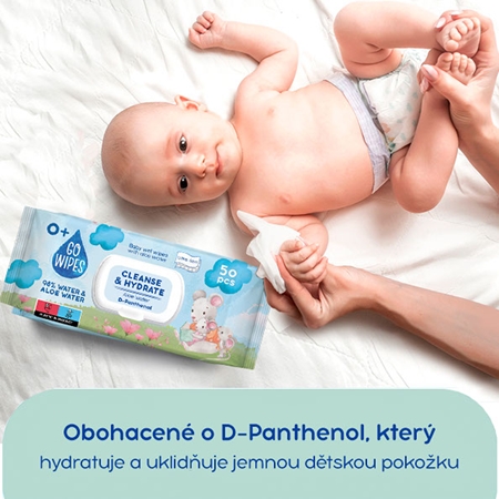 GoWipes Cleanse & Hydrate dětské jemné vlhčené ubrousky pro citlivou pokožku