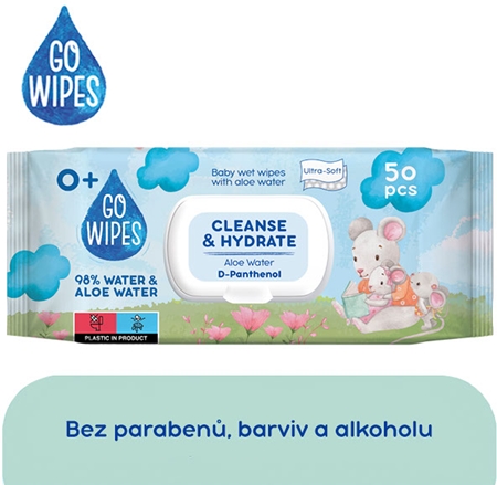 GoWipes Cleanse & Hydrate dětské jemné vlhčené ubrousky pro citlivou pokožku