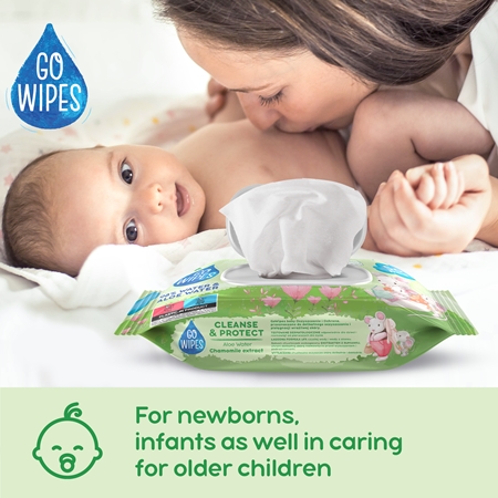 GoWipes Cleanse & Protect Chamomile extract lingettes douces pour bébé à l'aloe vera