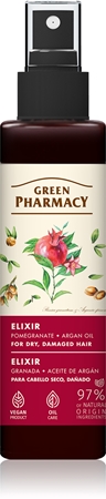 Green Pharmacy Argan Oil & Pomegranate Elixir élixir sans rinçage pour cheveux abîmés et fragiles