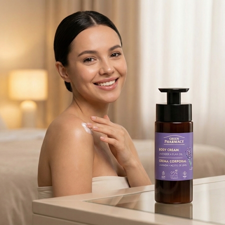 Green Pharmacy Lavender & Flax Oil Crème pour le corps