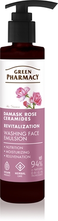 Green Pharmacy Damask Rose & Ceramides Face Emulsion čisticí emulze na obličej