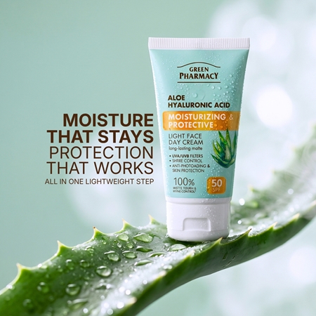 Green Pharmacy Aloe & Hyaluronic Acid lekki krem na dzień SPF 50