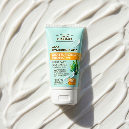 Green Pharmacy Aloe & Hyaluronic Acid lekki krem na dzień SPF 50