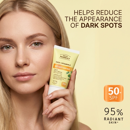 Green Pharmacy Cica + Vitamin C rozjaśniający krem na dzień SPF 50+