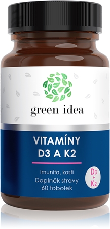 Green Idea Vitamíny D3 a K2 tobolky pro normální funkci imunitního systému, stav kostí, zubů a činnost svalů