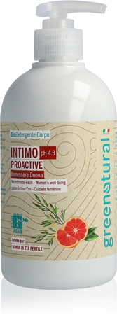 Greenatural Intimate Wash Gel Proactive pH 4,3 BIO гель для інтимної гігієни має заспокійливі властивості
