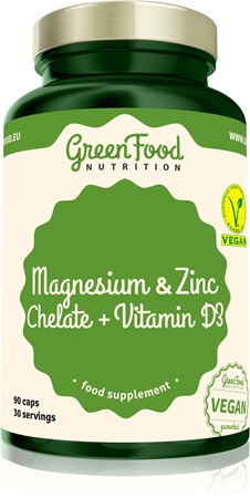 GreenFood Nutrition Magnesium & Zinc Chelate + Vitamin D3 capsules pour renforcer le système immunitaire, retrouver une belle chevelure, une belle peau et des dents en bonne santé