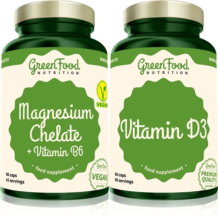 GreenFood Nutrition Magnesium Chelate with Vitamin B6 + Vitamin D3 sada pro podporu imunitního systému