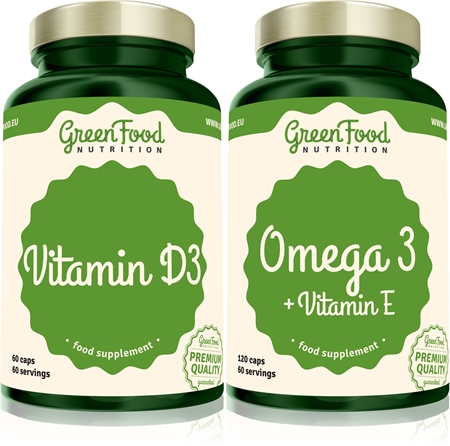 GreenFood Nutrition Omega 3 with Vitamin E + Vitamin D3 sada pro podporu činnosti nervové soustavy