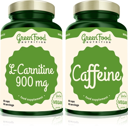 GreenFood Nutrition L-Carnitine 900 mg + Caffeine sada (pro podporu spalování tuků)