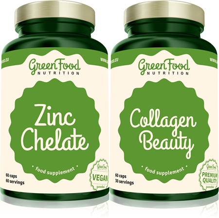 GreenFood Nutrition Collagen Beauty + Zinc Chelate sada pro vlasy, nehty a pokožku