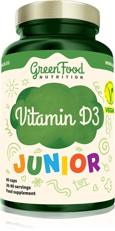 GreenFood Nutrition Junior Vitamin D3 vitamines pour favoriser l’immunité, mais aussi la croissance et le développement optimal des os