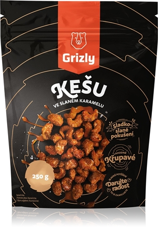 Grizly kešu oriešky v slanom karameli orechy v poleve