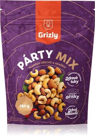 Grizly Párty mix slaných ořechů a arašídů směs ořechů