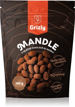 Grizly Mandle v mléčné čokoládě se skořicí ořechy v polevě s čokoládou