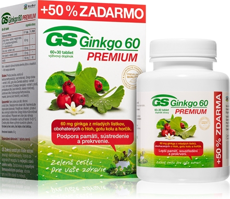 GS Ginkgo 60 Premium tablety pro podporu fyzického a duševního zdraví