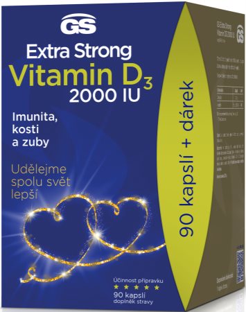 GS Extra Strong Vitamin D3 2000 IU kapsle pro podporu zdraví kostí a zubů