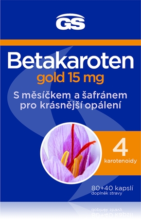 GS Betakaroten gold 15 mg kapsle pro podporu opálení