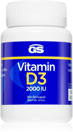 GS Vitamin D3 2000 IU kapsle (pro normální funkci imunitního systému, stav kostí, zubů a činnost svalů)