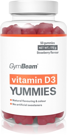 GymBeam Vitamin D3 Yummies Geleebonbons für eine normale Funktion des Immunsystems, gesunde Knochen und Zähne und gute Muskelaktivität
