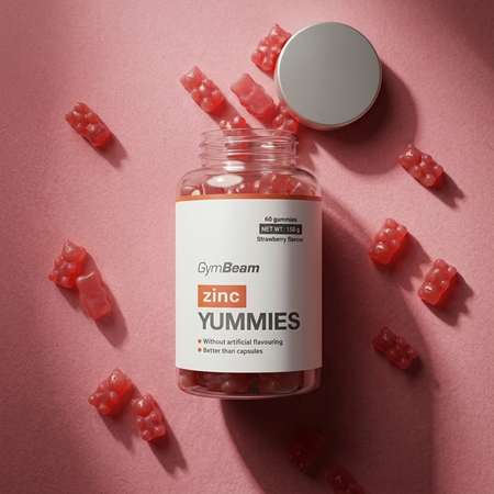 GymBeam Zinc Yummies Geleebonbons zur Unterstützung des Immunsystems, für schönes Haar, feste Nägel, tolle Haut und gesunde Zähne