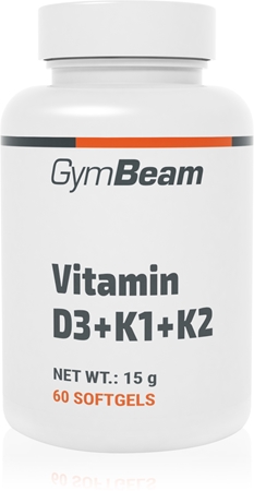 GymBeam Vitamin D3 + K1 + K2 Kapseln zur Unterstützung des Immunsystems und für gesunde Zähne