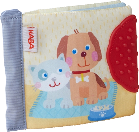 Haba Buggy Book Pets livro contrastante educativo com mordedor