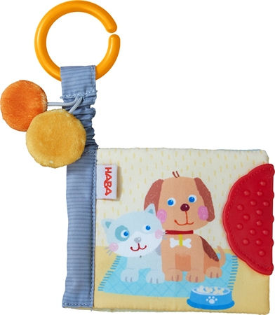 Haba Buggy Book Pets livro contrastante educativo com mordedor