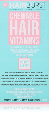 Hairburst Chewable Hair Vitamins comprimidos masticables para tener un cabello sano y bonito