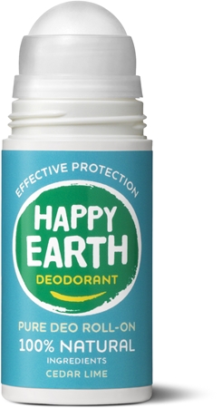 Happy Earth 100% Natural Deodorant Roll-On Cedar Lime desodorante roll-on