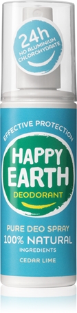 Happy Earth 100% Natural Deodorant Spray Cedar Lime deodorante