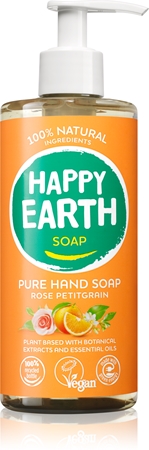 Happy Earth 100% Natural Pure Hand Soap Rose Petitgrain liquid hand soap