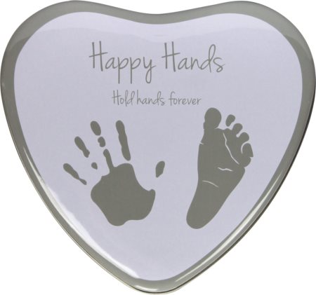 Happy Hands 2D Heart Silver/White set para la huella del bebé