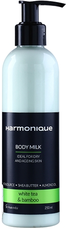 Značka Harmonique White Tea & Bamboo tělové mléko proti stárnutí pokožky
