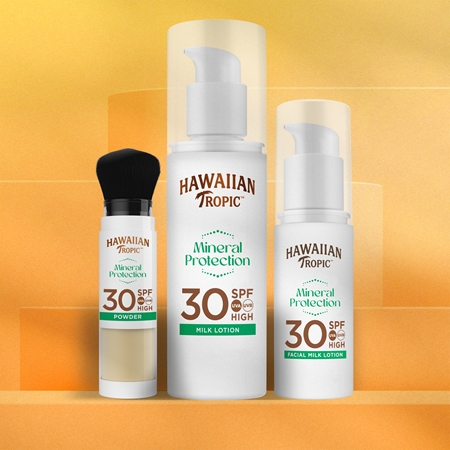 Hawaiian Tropic Mineral Protection Powder Brush ochranný voděodolný opalovací pudr SPF 30