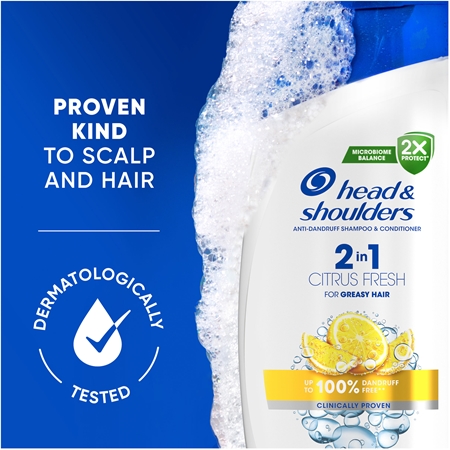 Head & Shoulders Citrus Fresh 2v1 Schampo mot mjäll För fett hår