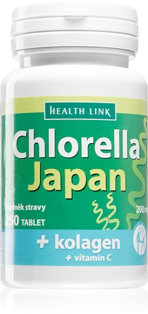 Health Link Japan Chlorella + kolagen tablety pro detoxikaci organismu, podporu imunity a krásnou pleť, vlasy, nehty